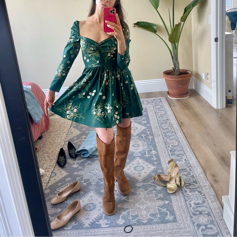 Reformation Teal Floral Dress